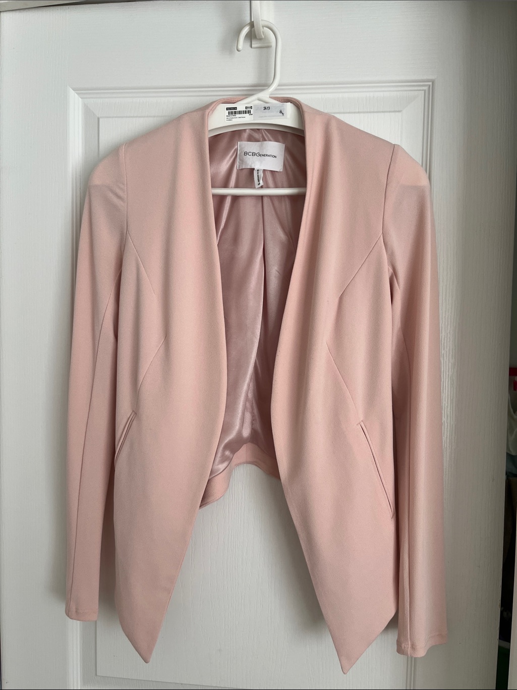 Bcbgmaxazria Pale Pink Open-Front Blazer